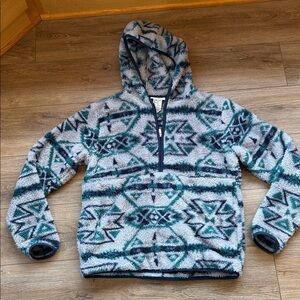 Ariat Ladies 3/4 Zip Up hooded- Blue and Gray Pattern